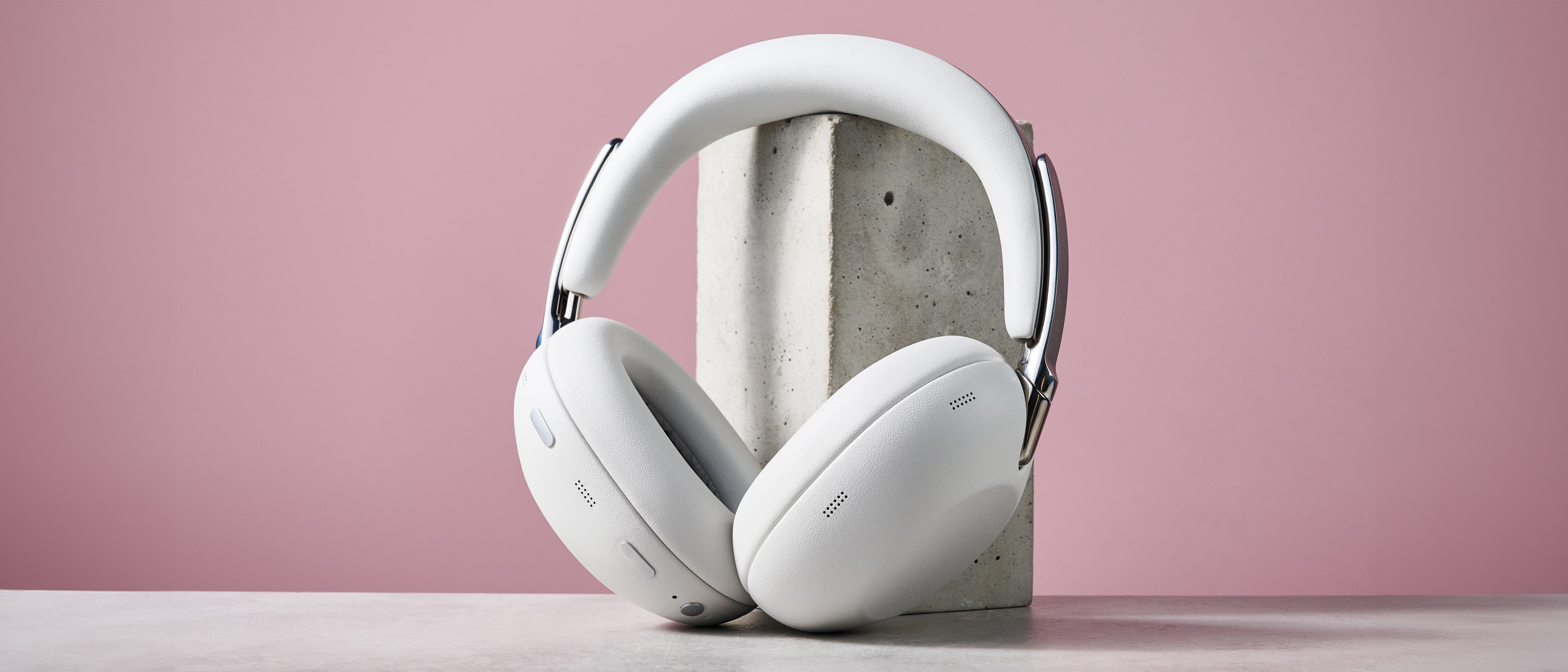 Sony 1000X The Collexion headphones leaning on a stone block