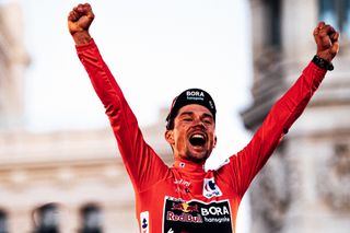 Roglič celebrates winning his fourth overall Vuelta a España title in Madrid