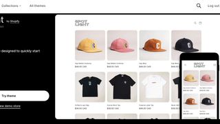 Shopify template with lots of hats on white backgrounds
