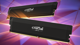 Crucial Pro Overclocking memory kit on a multi-colour background.