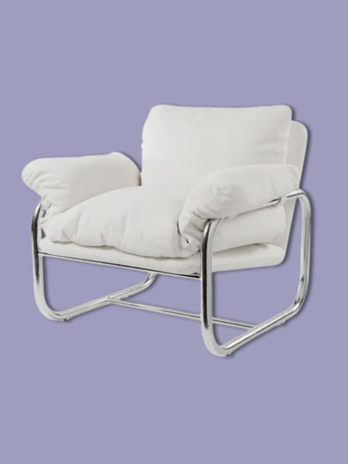 Halston Soft Chenille Metal Framed Armchair