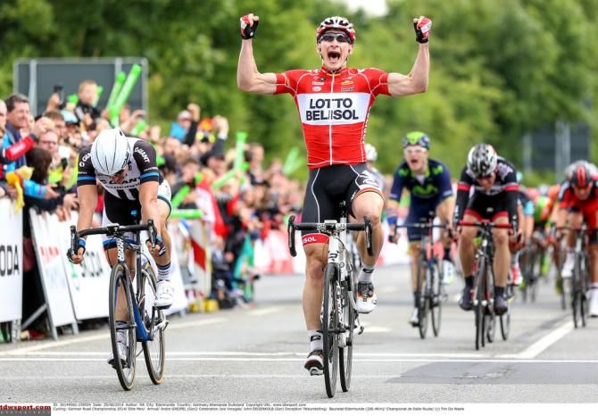 Andre Greipel (Lotto Belisol) was too fast for John Degenkolb (Giant-Shimano)