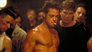 Brad Pitt smokes a cigarette in Fight Club