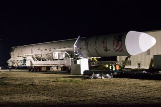 Antares Rocket Rolls Out to Spaceport Pad