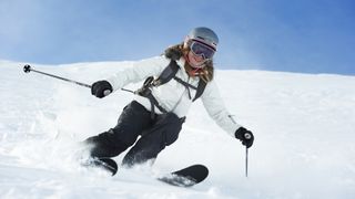 A woman skiing