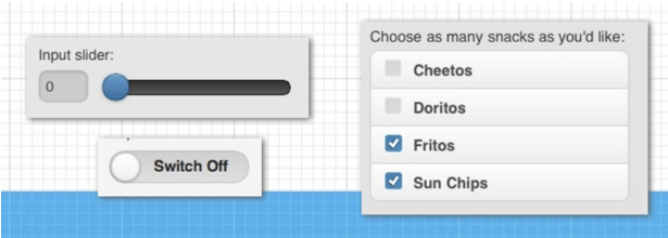 In this figure we see an easy to use slider, dip switch and checkboxes