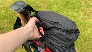 Using the haul loop on a backpack