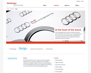 FF Fago is used as MetaDesign’s corporate font – as seen here in the navigation elements on the agency’s website