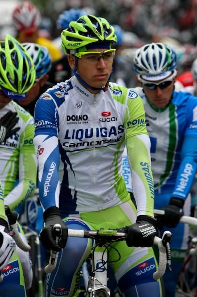 Peter Sagan (Liquigas) at the start and ended up second on the day.