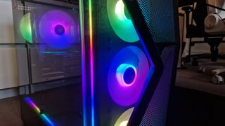 A close up of the iBUYPOWER Slate 8MP 003's RGB fans