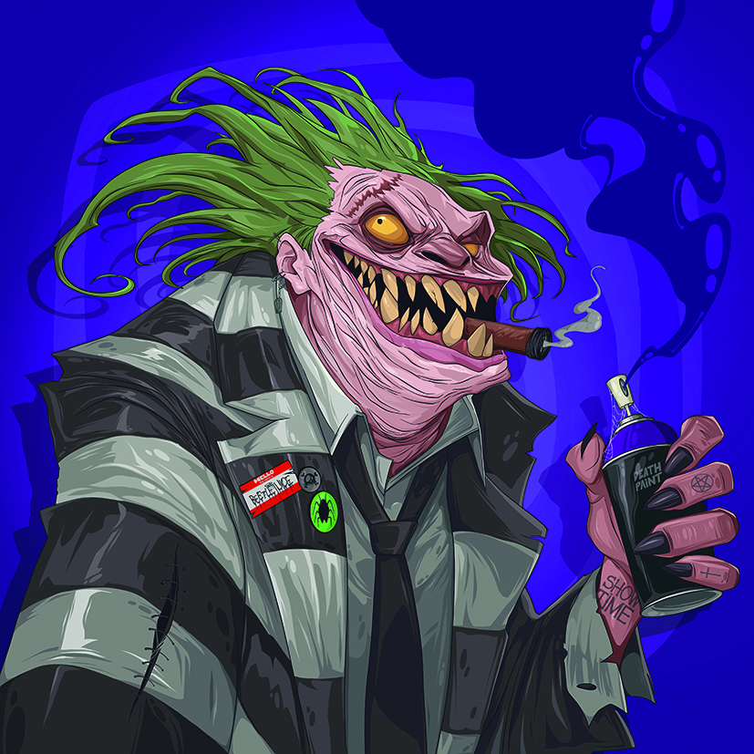 Digital character art drawing of Beetlejuice