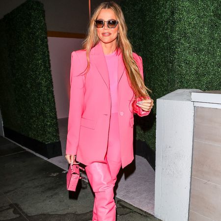 Khloe Kardashian in an all pink look