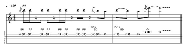 This bending idea demonstrates that the rhythm of a phrase is as important as the note selection. Rock requires conviction, so be bold and play with authority.
