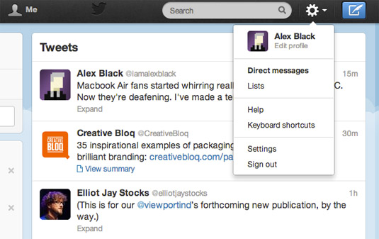 Once it’s selected, Twitter's menu remains until closed