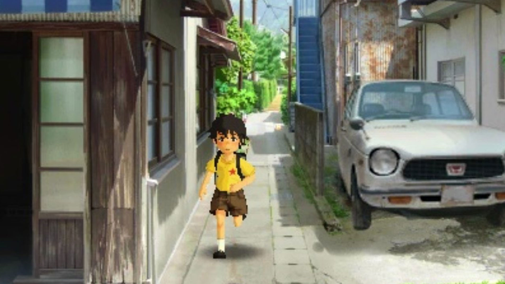 A young boy runs across the street in Friday's Monster Attack!  A Tokyo Tale