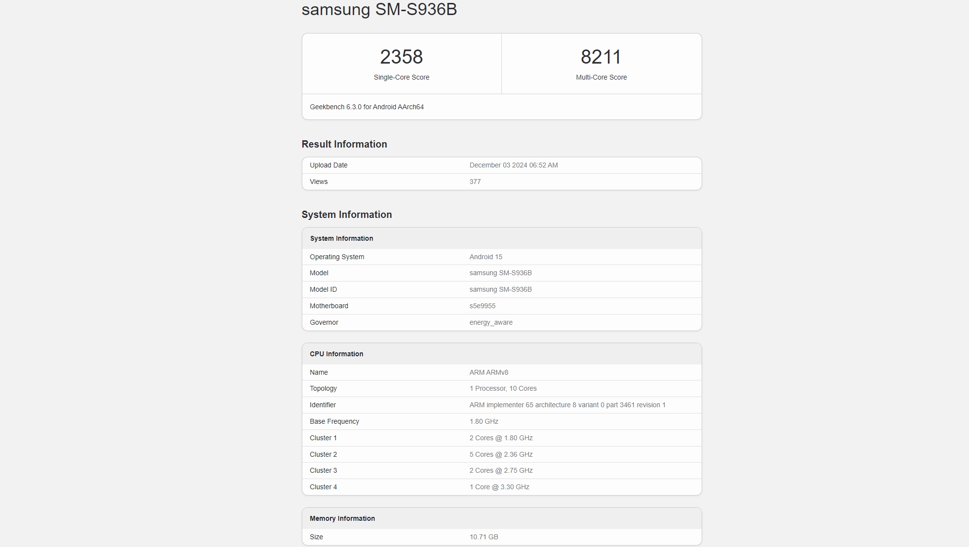 An early benchmark for the Samsung Galaxy S25 Plus