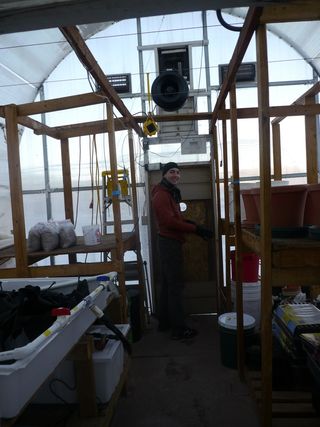 Crew 133 member Matthieu Komorowski inside the Mars Desert Research Station GreenHab in January 2014, about a year before the fire took place.