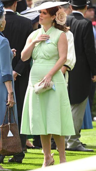 Princess Eugenie wearing an apple green dress attends day one of Royal Ascot at Ascot Racecourse