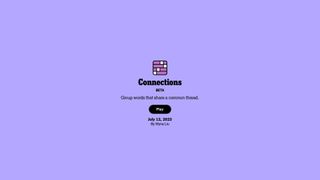 Homepage for Connections by the New York Times