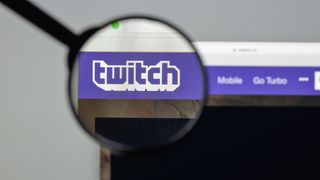 Twitch logo under a magnifying glass in internet browser