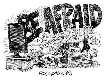 Political cartoon Fox News fear midterm
