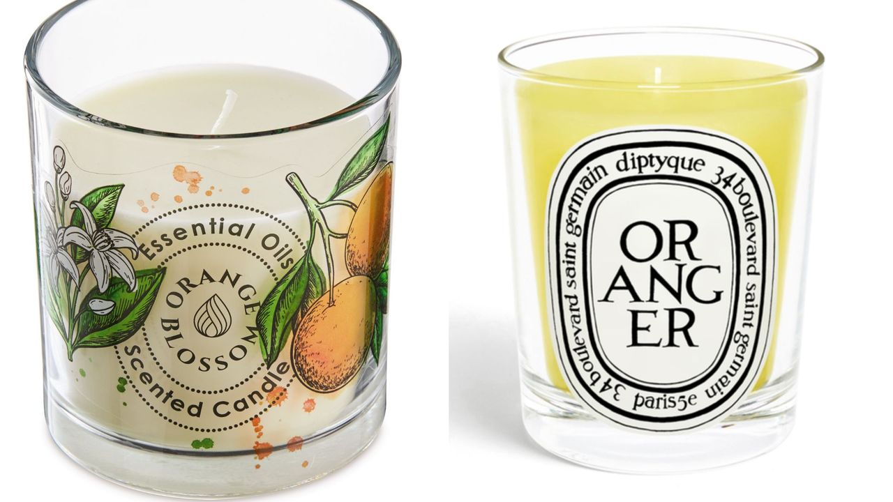 Orange scnetd candles by Aldi and Diptyque