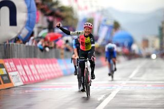 Magnus Cort celebrates his Giro d'Italia stage win in Viareggio
