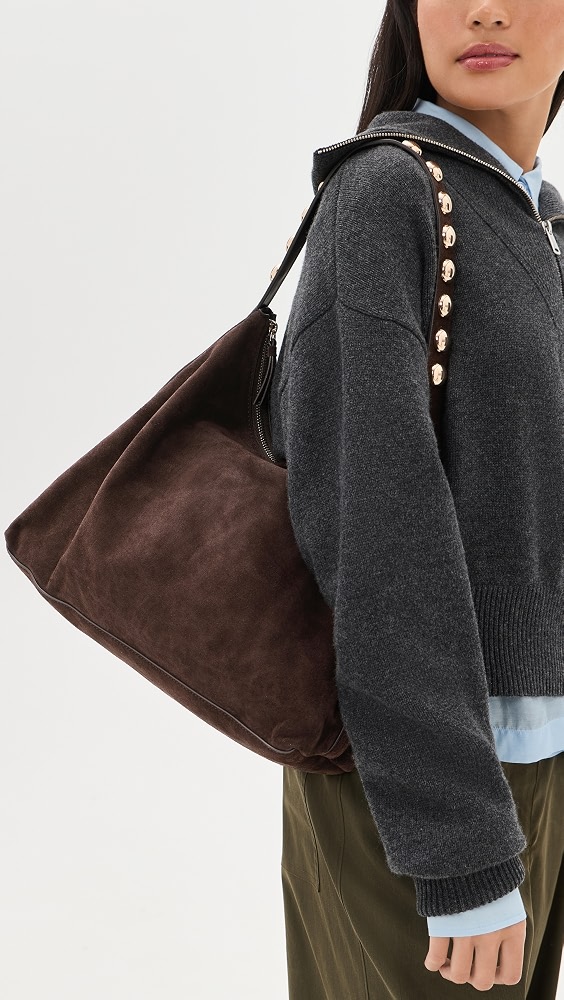 Stassie Studded Slouchy Suede Shoulder Bag - Tmoro
