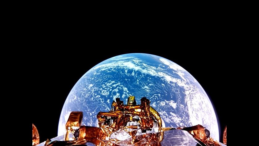 an image of Earth as seen from the Blue Ghost lander