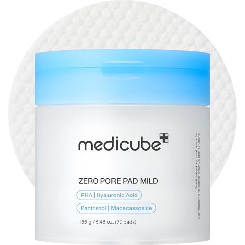 Medicube Toner Pads Zero Pore Pad Mild 2.0 | Gentle Calming Toner Pad for Exfoliation, Minimizing Pores &amp;amp; Blackhead Removal With Pha | Ideal for All Skin Types | Korean Skin Care, 70 Pads (1 Pack)