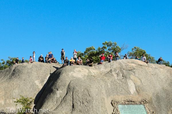 Spectators atop the "big rock" have a great view of the whole race course