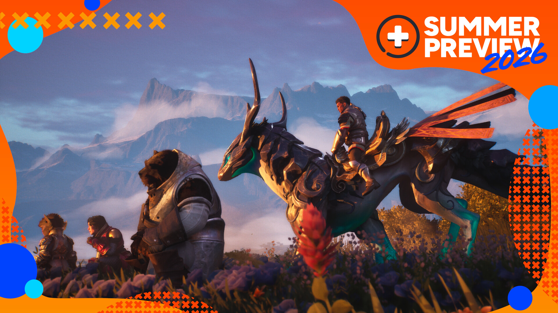 A reveal screenshot for Guild Wars 3, with the GamesRadar+ Summer Preview 2026 orange and blue frame