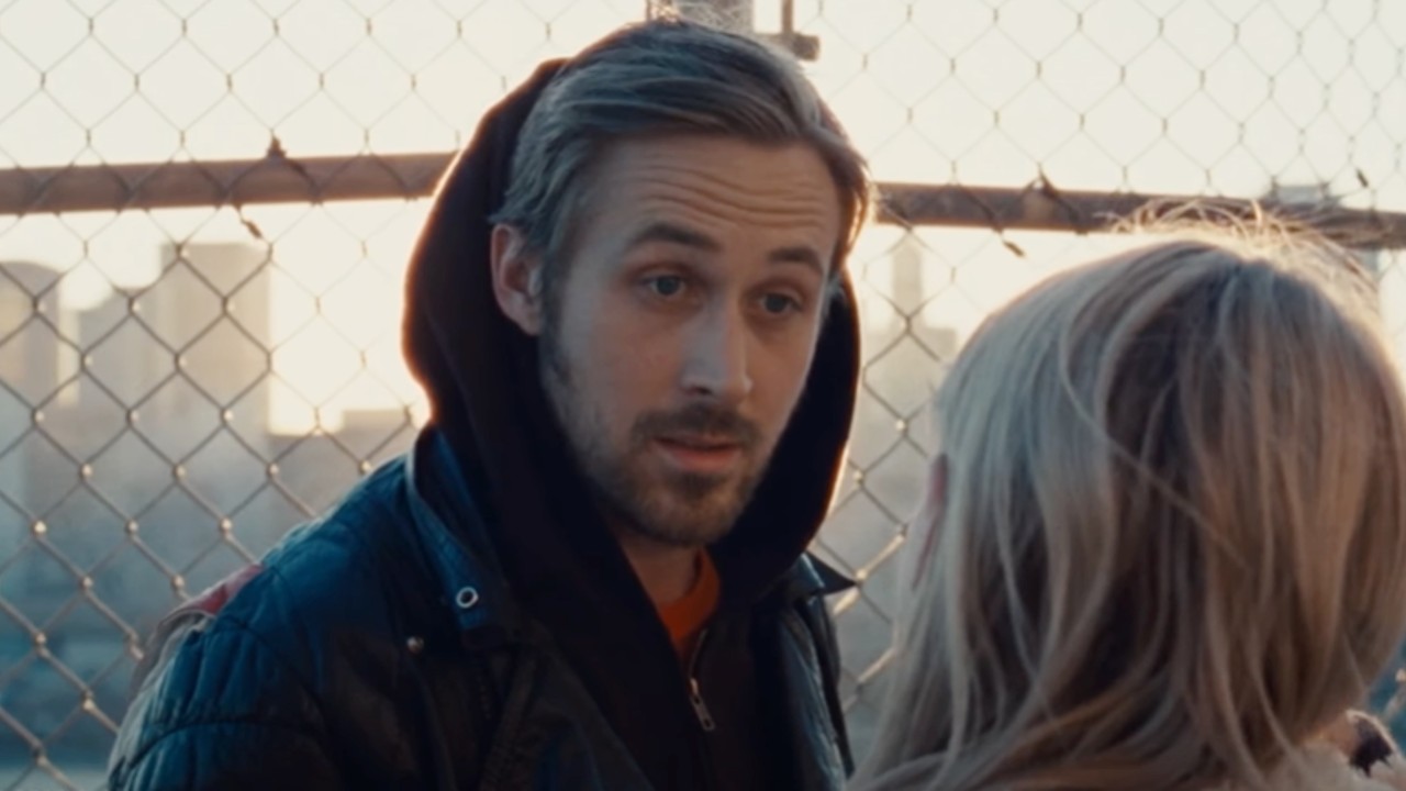 Ryan Gosling looking wide-eyed at Michelle Williams in Blue Valentine.