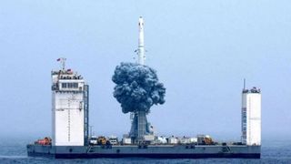 Long March 11 rocket launched at sea.