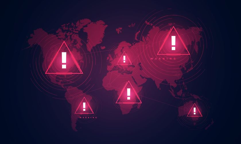 Global Warning. Alert Sign On World Map