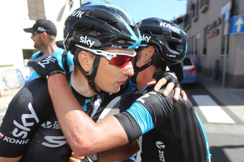 Leopold K&ouml;nig and Richie Porte (Team Sky) after the stage