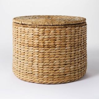 Wicker ottoman storage basket