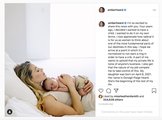 Amber Heard baby announcement