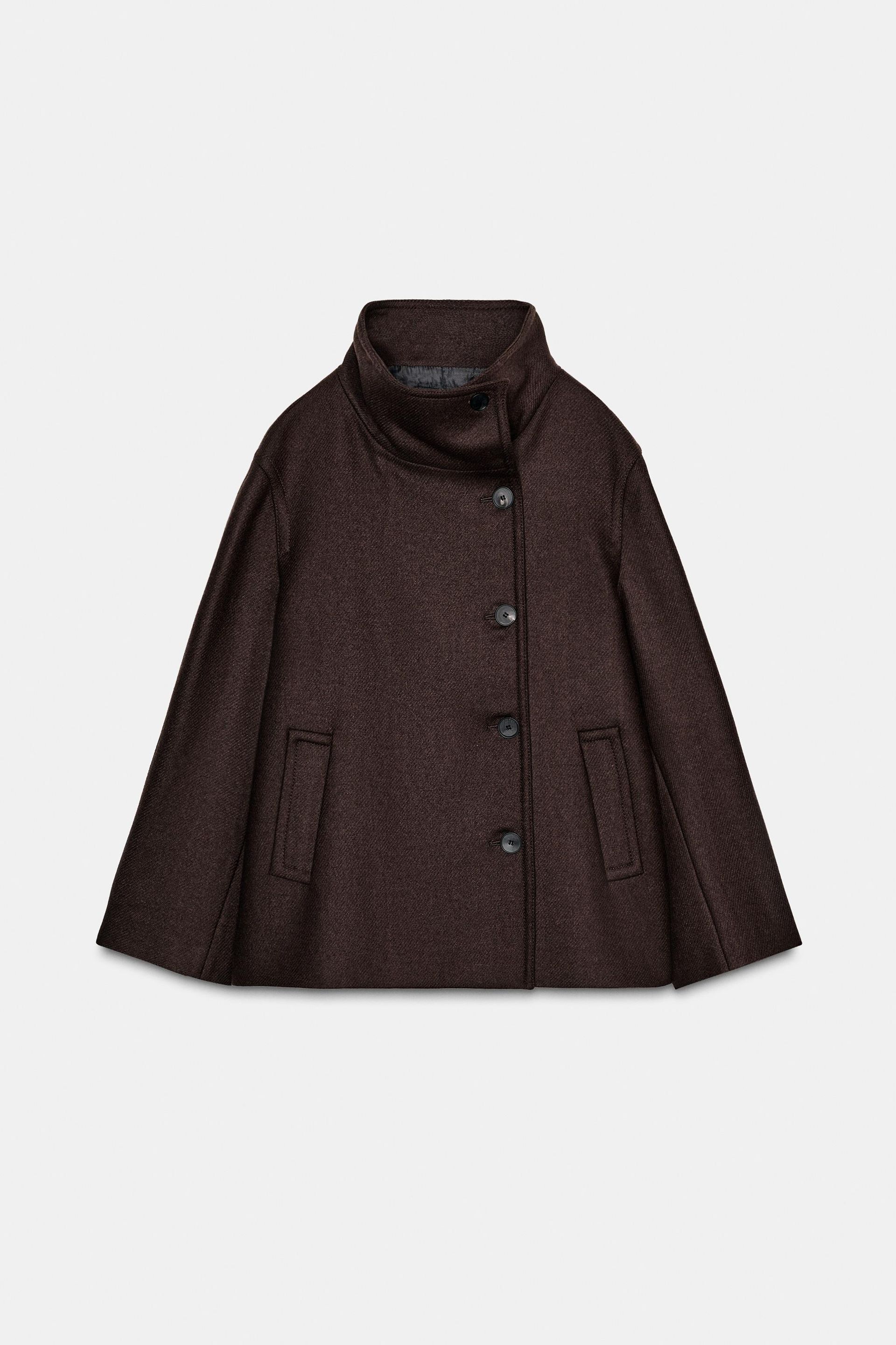 High Neck Wool Blend Short Coat
