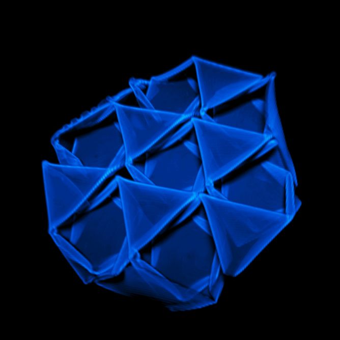 Octahedron tetrahedron truss confocal microscopy image.