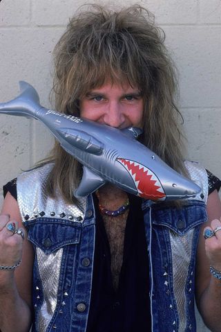 Hack Russell in 1986 with an inflatable shark