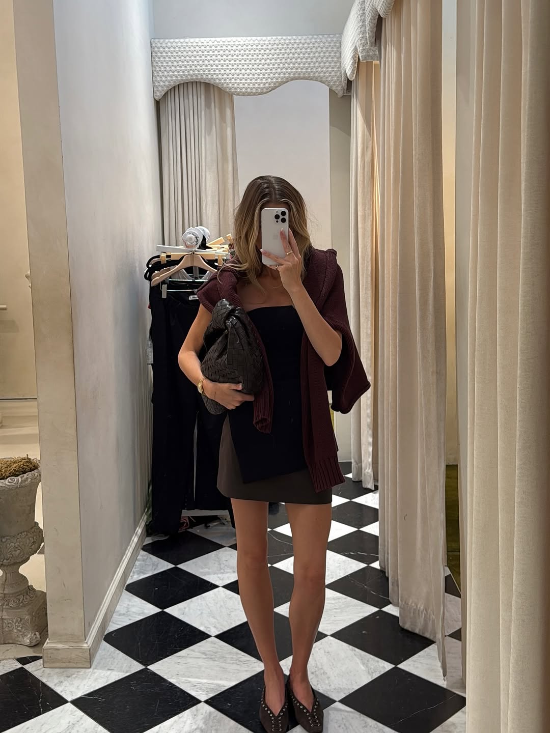 woman wearing brown maroon color trend fall 2025