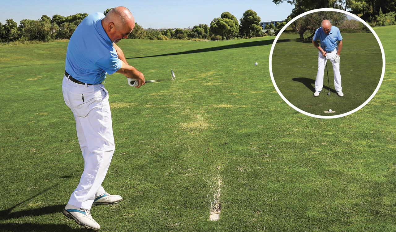 PGA professional Keith Williams demonstrates how to play from a divot in golf 