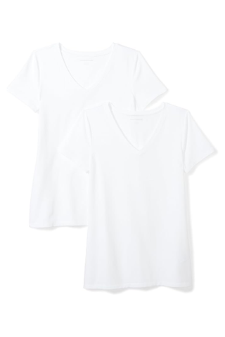 Amazon Essentials Women's Classic-Fit Short-Sleeve V-Neck T-Shirt (Pack of 2) (Was $19) 