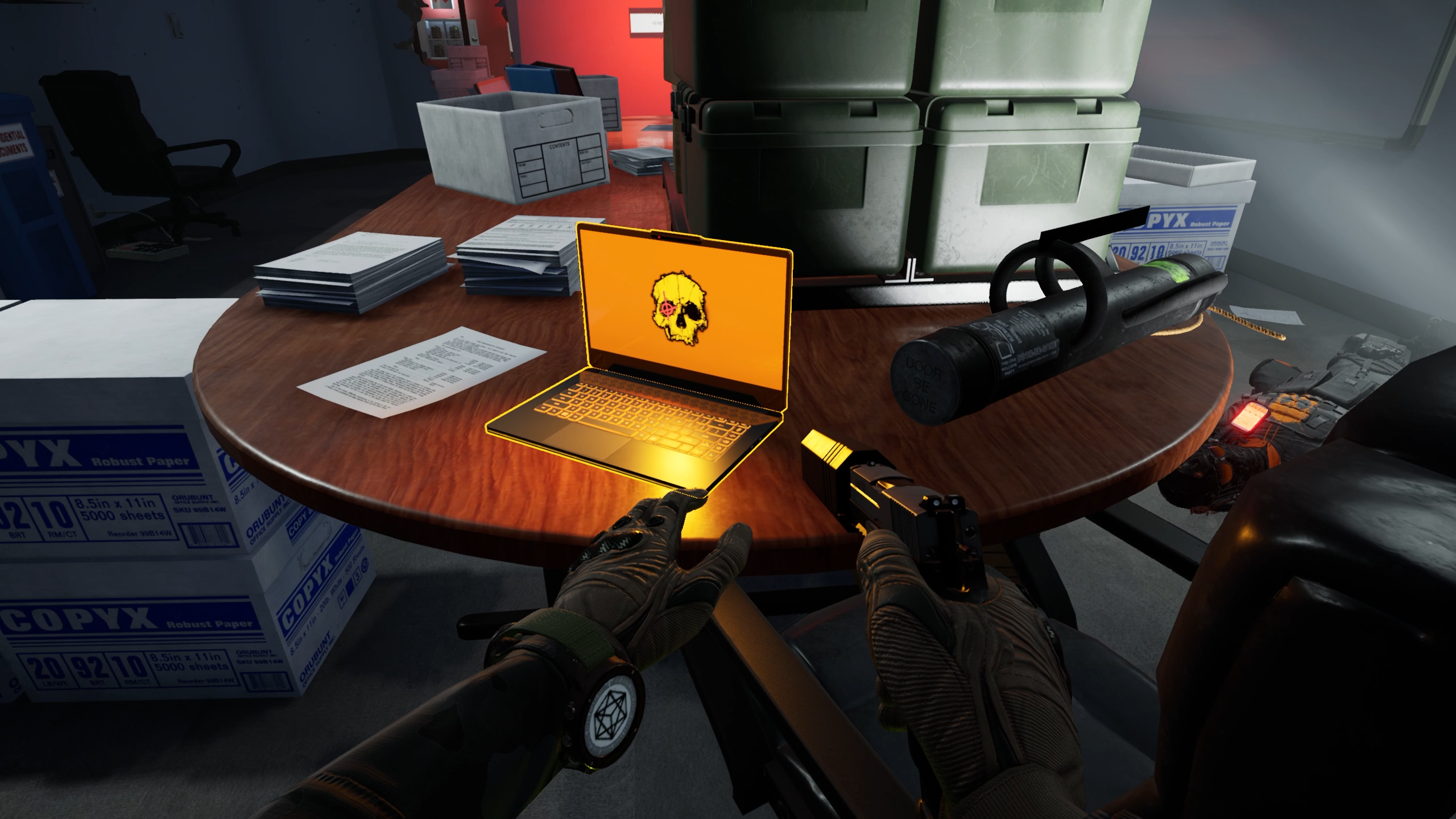 Looking at a laptop that has been hacked.