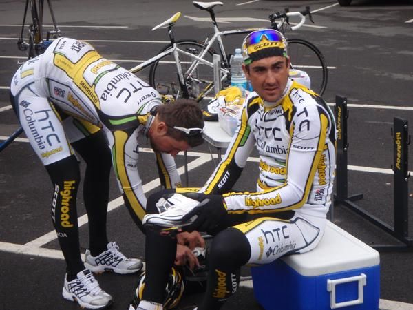 Eisel and Hayden Roulston were the first two riders to arrive.