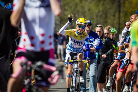 Katie Hall (UnitedHealthcare) gets called to the start line.