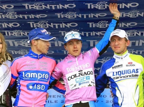 Giro del Trentino final podium (l-r): Damiano Cunego, Domenico Pozzovivo and Sylvester Szmyd