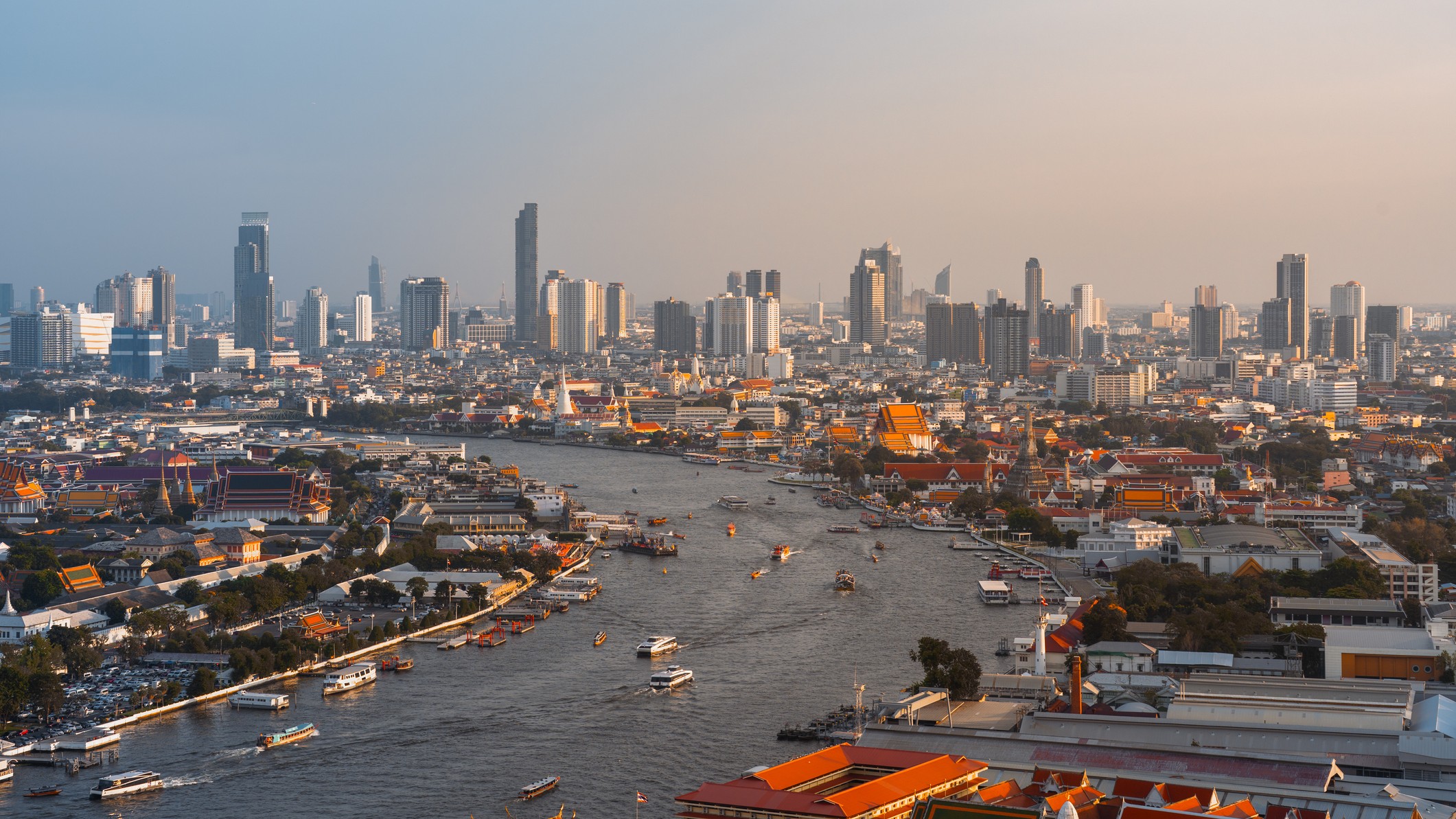 View of Bangkok and the Chao Phraya river.