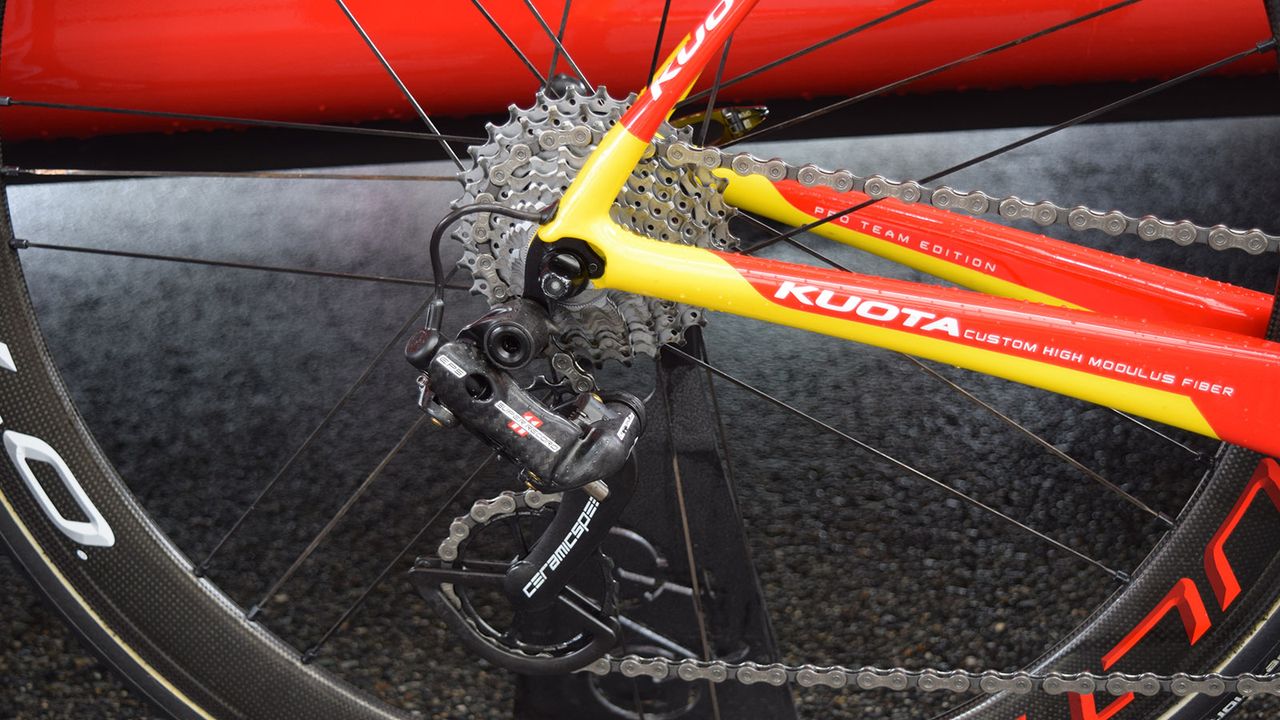 Cofidis customise their Campagnolo Super Record rear derailleurs with CeramicSpeed's OSPW system